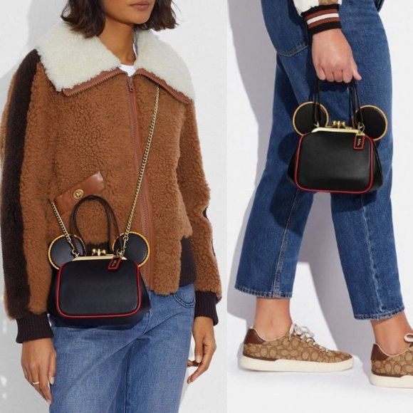 NWT Coach Mickey Mouse X Keith Haring Small Leather Kisslock Crossbody Bag NEW - Picture 2 of 11